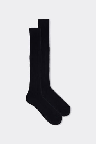 リブ編みエジプト綿 ロングソックス