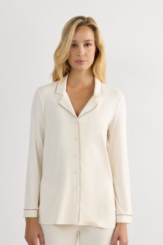 ロングスリーブ マイクロモーダル パジャマトップ