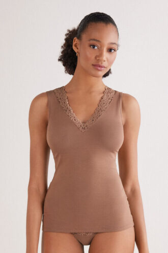 Pretty Flowers モーダル＆レース タンクトップ